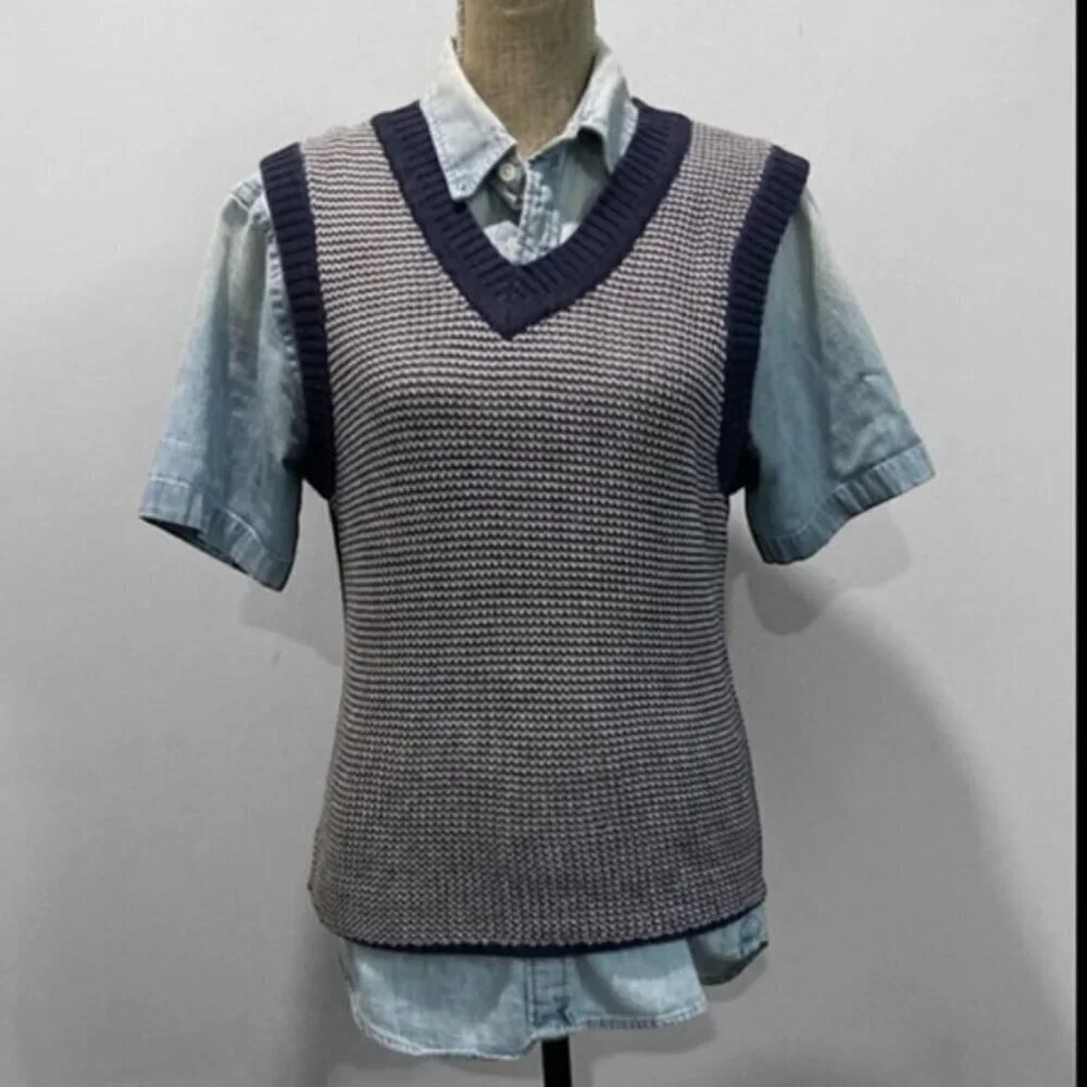 TRONATA Blue Knit Sweater Vest - Picture 9 of 15